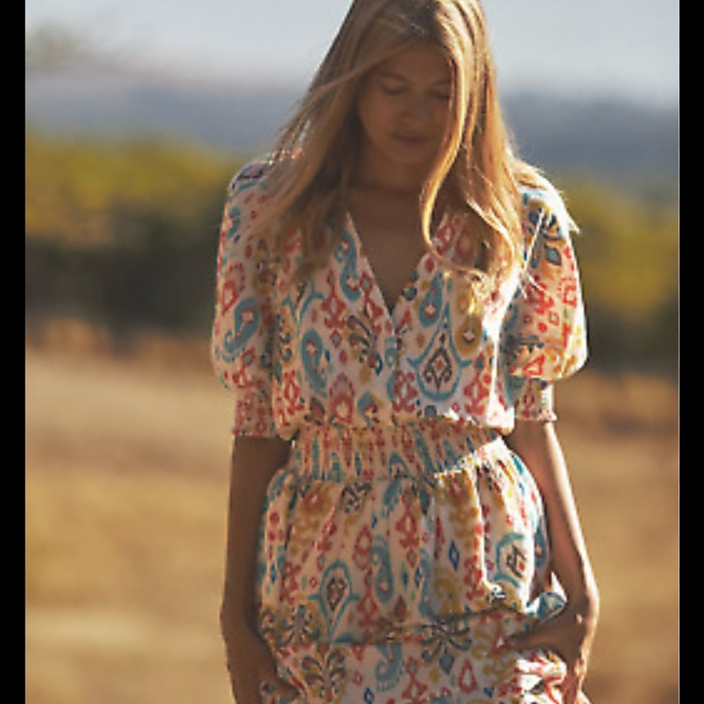 Anthropologie Colorful Patterned Midi Dress